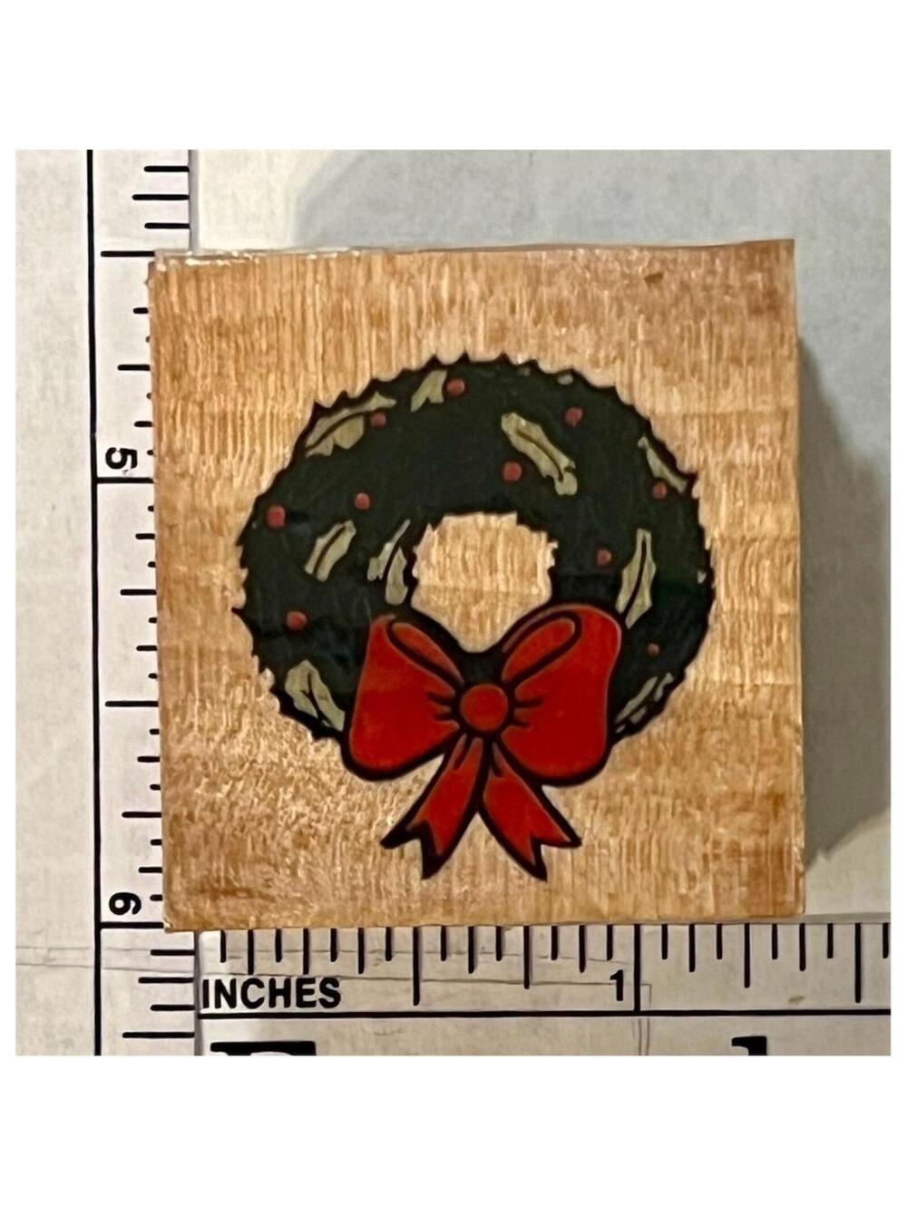 Westwater Enterprises Christmas Wreath Wood Mounted Rubber Stamp Holiday Craft